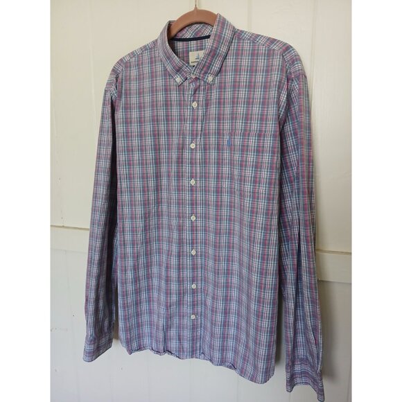 Johnnie-O Shirt Harbour Hangin' Out Button Mens XL Gemini Blue Plaid Long Sleeve - Picture 4 of 12